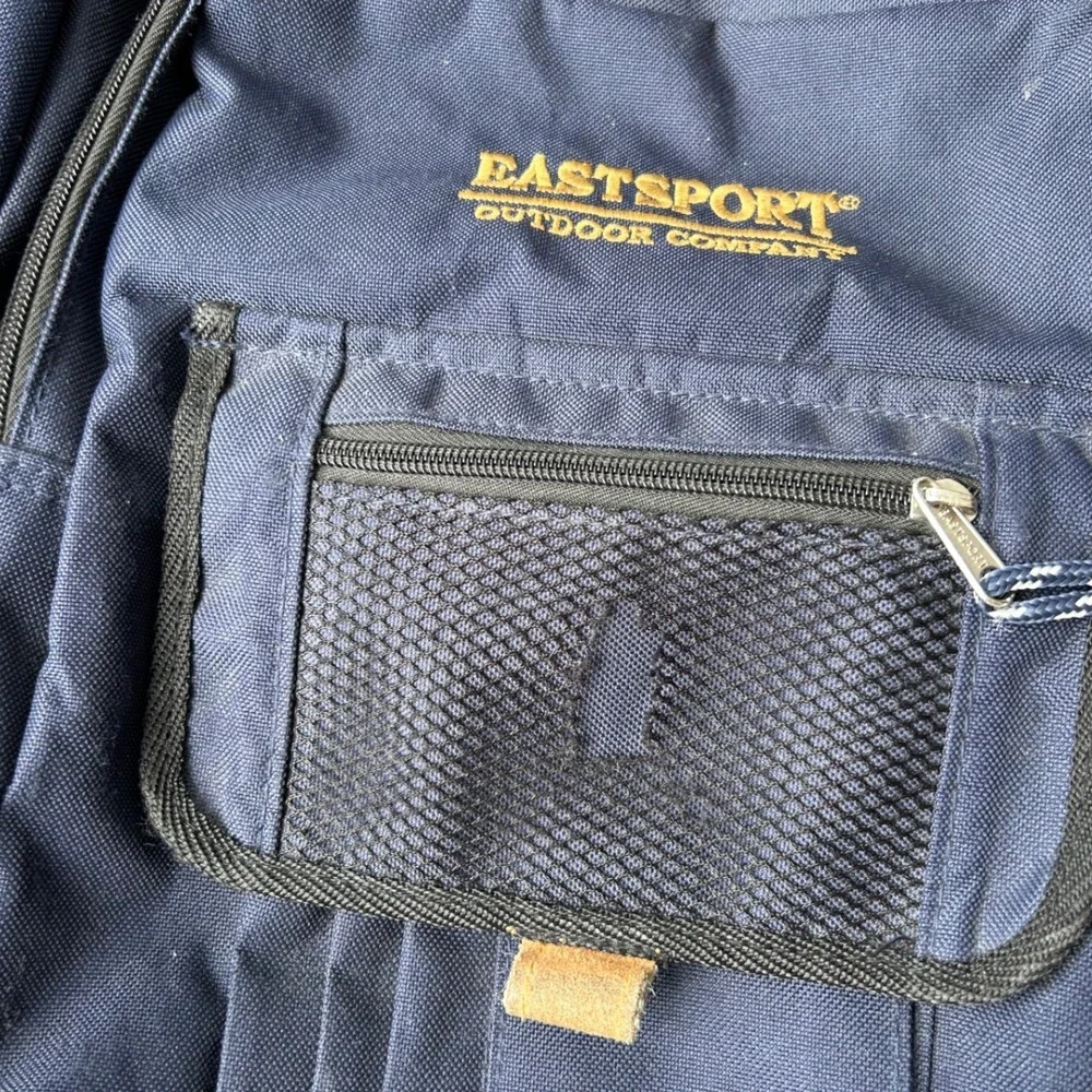 Eastsport Canvas Backpack Heritage Outdoor Rucksack Navy Blue Suede Trim School‎